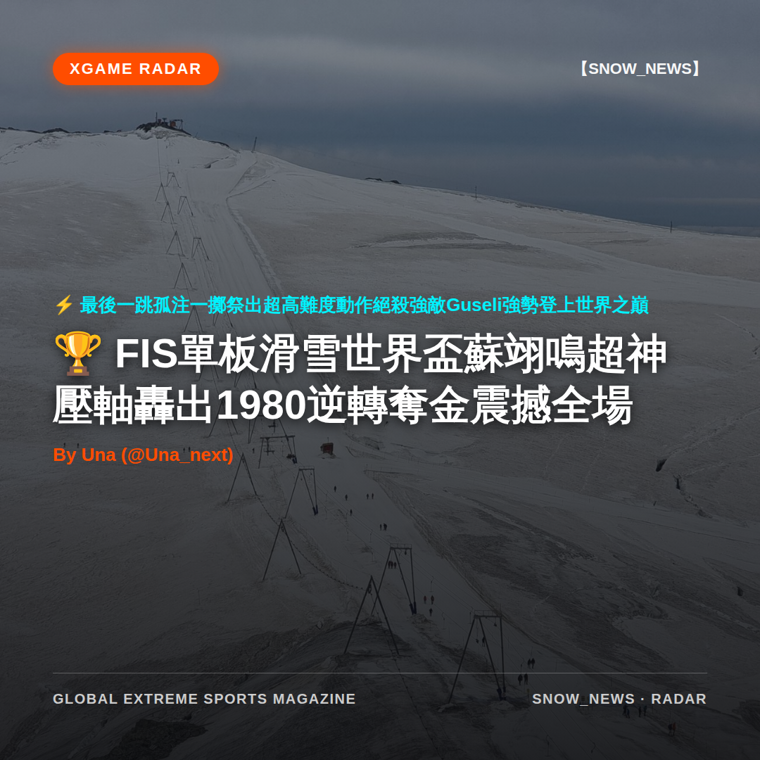 FIS單板滑雪世界盃蘇翊鳴超神壓軸轟出1980逆轉奪金震撼全場
