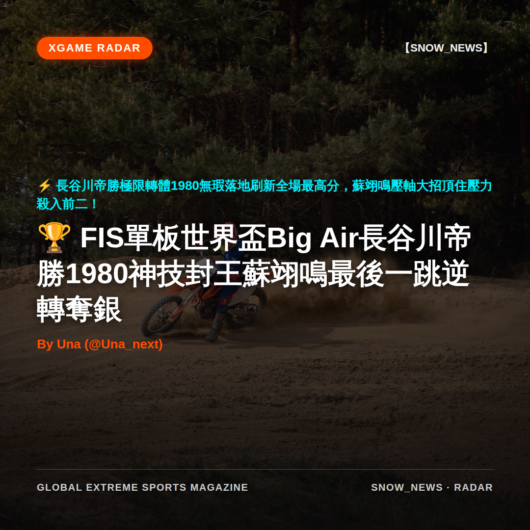 FIS單板世界盃Big Air長谷川帝勝1980神技封王蘇翊鳴最後一跳逆轉奪銀